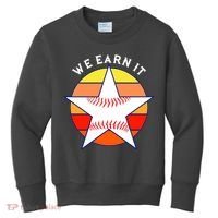 We Earn It Houston Throwback Baseball Star Kids Sweatshirt thumb 0