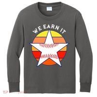 We Earn It Houston Throwback Baseball Star Kids Long Sleeve Shirt thumb 0