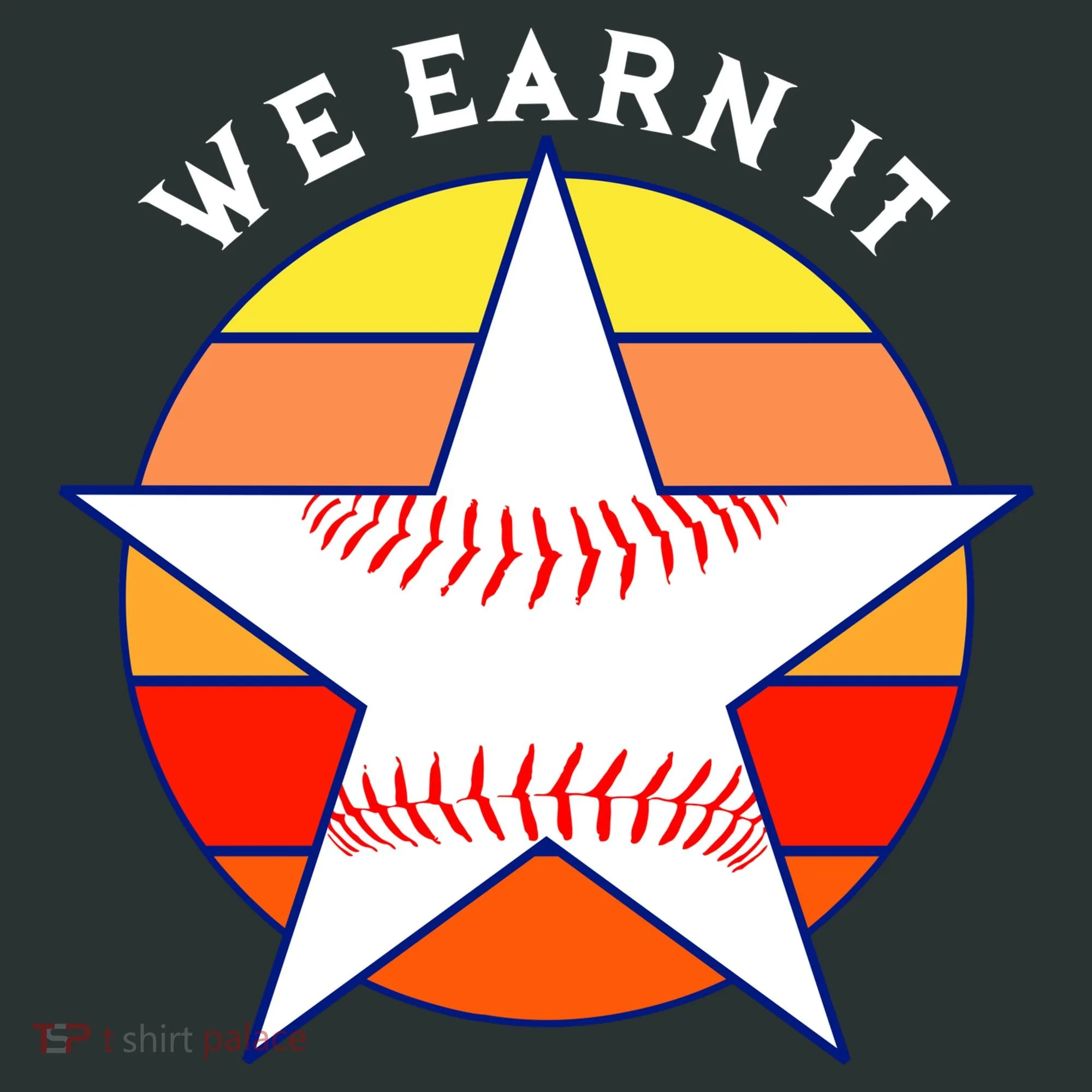 We Earn It Houston Throwback Baseball Star Kids Long Sleeve Shirt