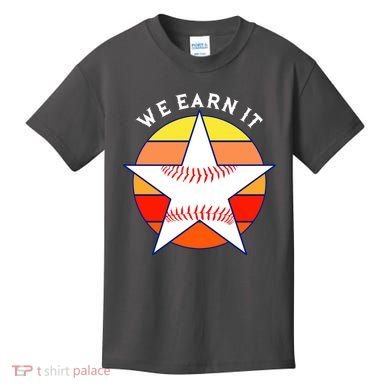 We Earn It Houston Throwback Baseball Star Kids T-Shirt