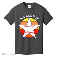 We Earn It Houston Throwback Baseball Star Kids T-Shirt thumb 0