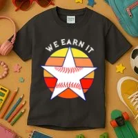 We Earn It Houston Throwback Baseball Star Kids T-Shirt thumb 3