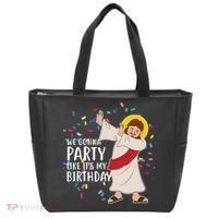 We Gonna Party Like It's My Birthday Dabbing Jesus Tote Bag thumb 0