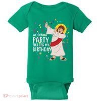 We Gonna Party Like It's My Birthday Dabbing Jesus Baby Bodysuit thumb 0