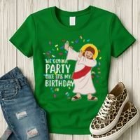 We Gonna Party Like It's My Birthday Dabbing Jesus Women's T-Shirt thumb 3