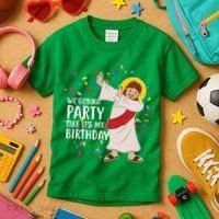 We Gonna Party Like It's My Birthday Dabbing Jesus Kids T-Shirt thumb 3