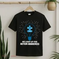 We Light It Up For Autism Awareness T-Shirt thumb 2