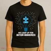 We Light It Up For Autism Awareness T-Shirt thumb 3