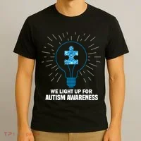We Light It Up For Autism Awareness T-Shirt thumb 3