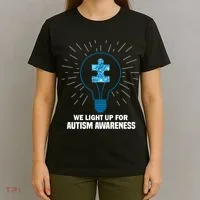 We Light It Up For Autism Awareness T-Shirt thumb 4