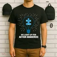 We Light It Up For Autism Awareness T-Shirt thumb 6
