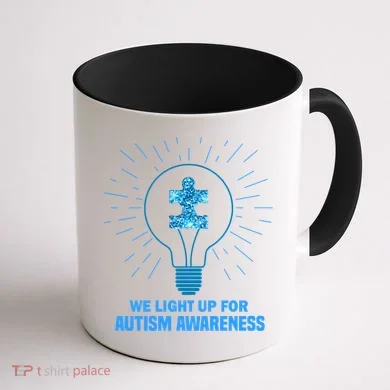 We Light It Up For Autism Awareness Coffee Mug back