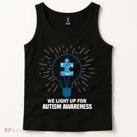 We Light It Up For Autism Awareness Tank Top thumb 2