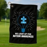 We Light It Up For Autism Awareness Golf Towel thumb 1