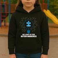 We Light It Up For Autism Awareness Kids Hoodie thumb 3