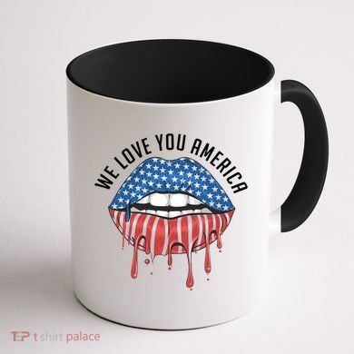 We Love You America Lips Coffee Mug back