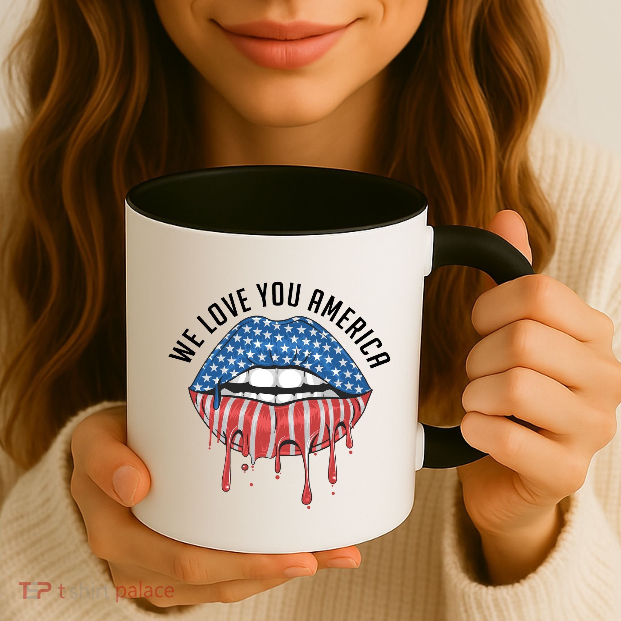 We Love You America Lips Coffee Mug