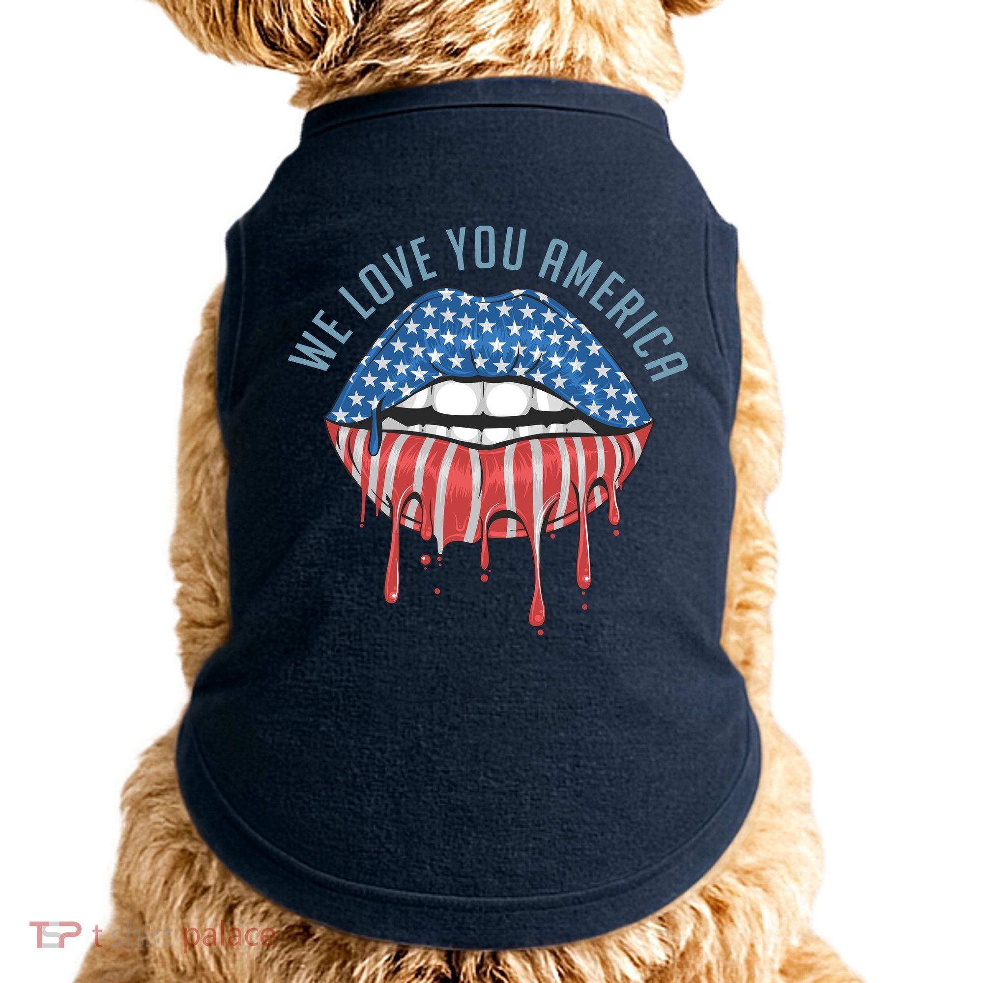 We Love You America Lips Doggie Tank