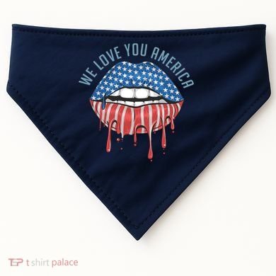 We Love You America Lips USA-Made Doggie Bandana