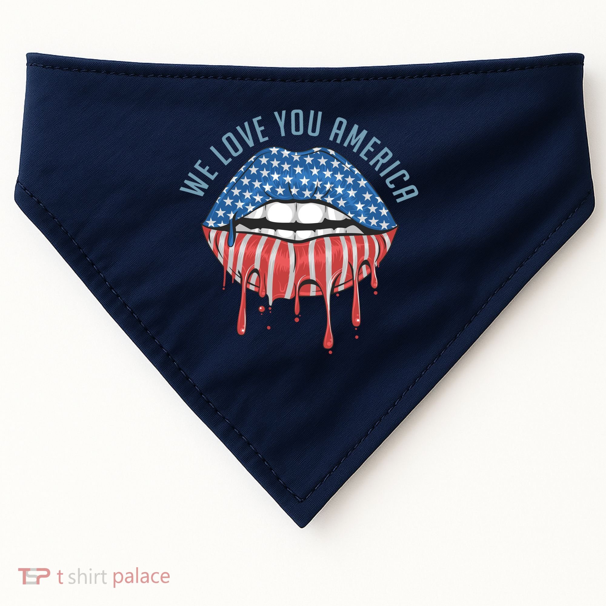 We Love You America Lips USA-Made Doggie Bandana