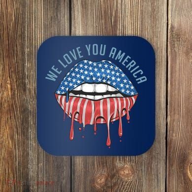 We Love You America Lips Coaster