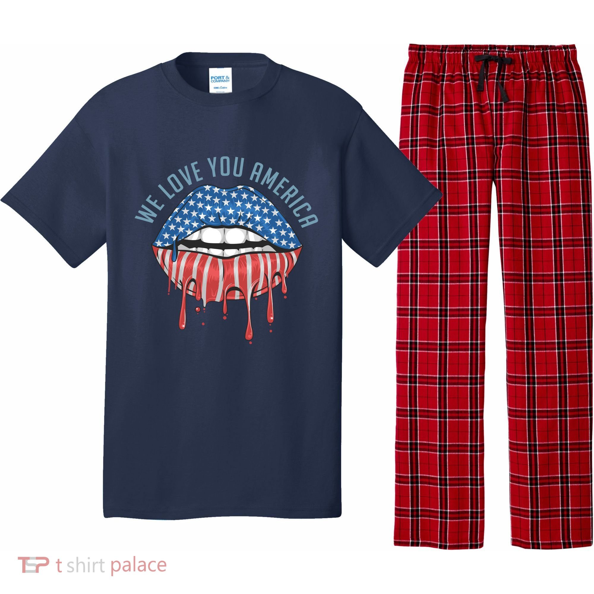 We Love You America Lips Pajama Set