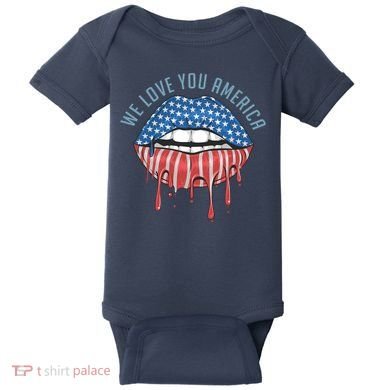 We Love You America Lips Baby Bodysuit