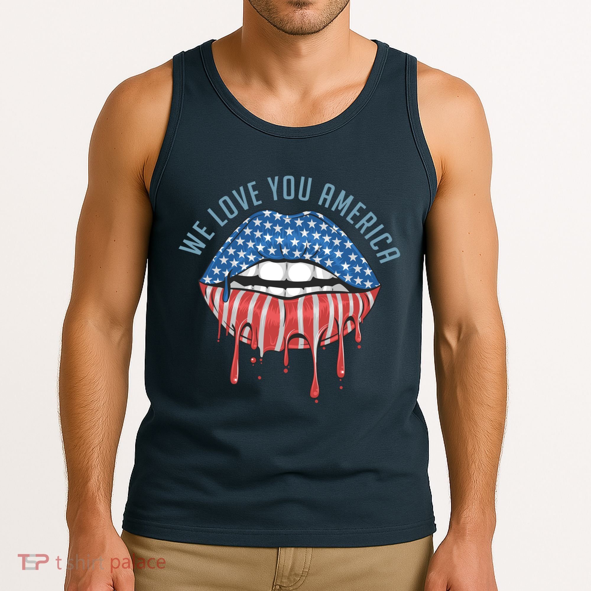We Love You America Lips Tank Top