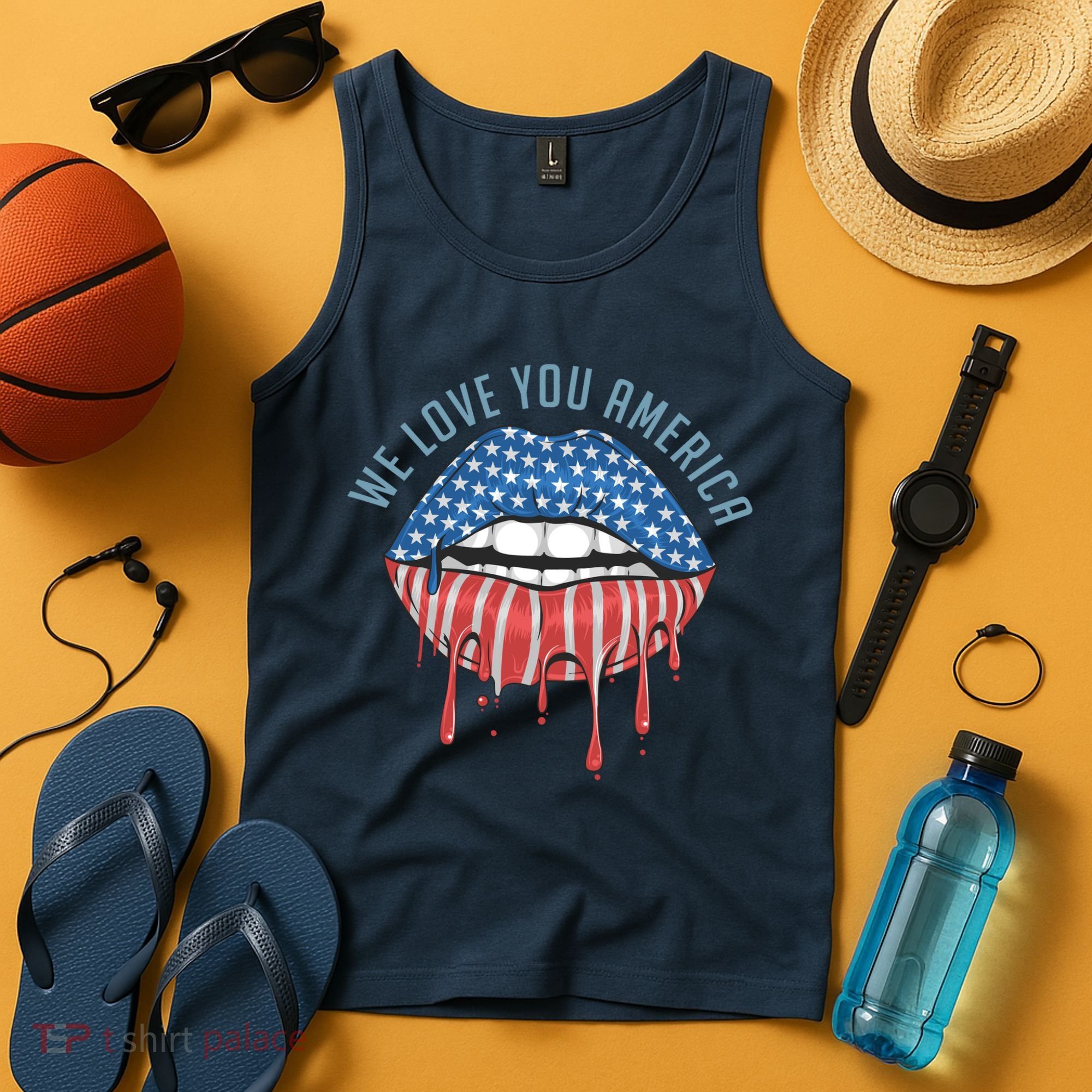 We Love You America Lips Tank Top
