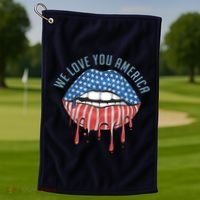 We Love You America Lips Golf Towel thumb 1