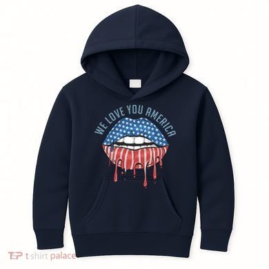 We Love You America Lips Kids Hoodie