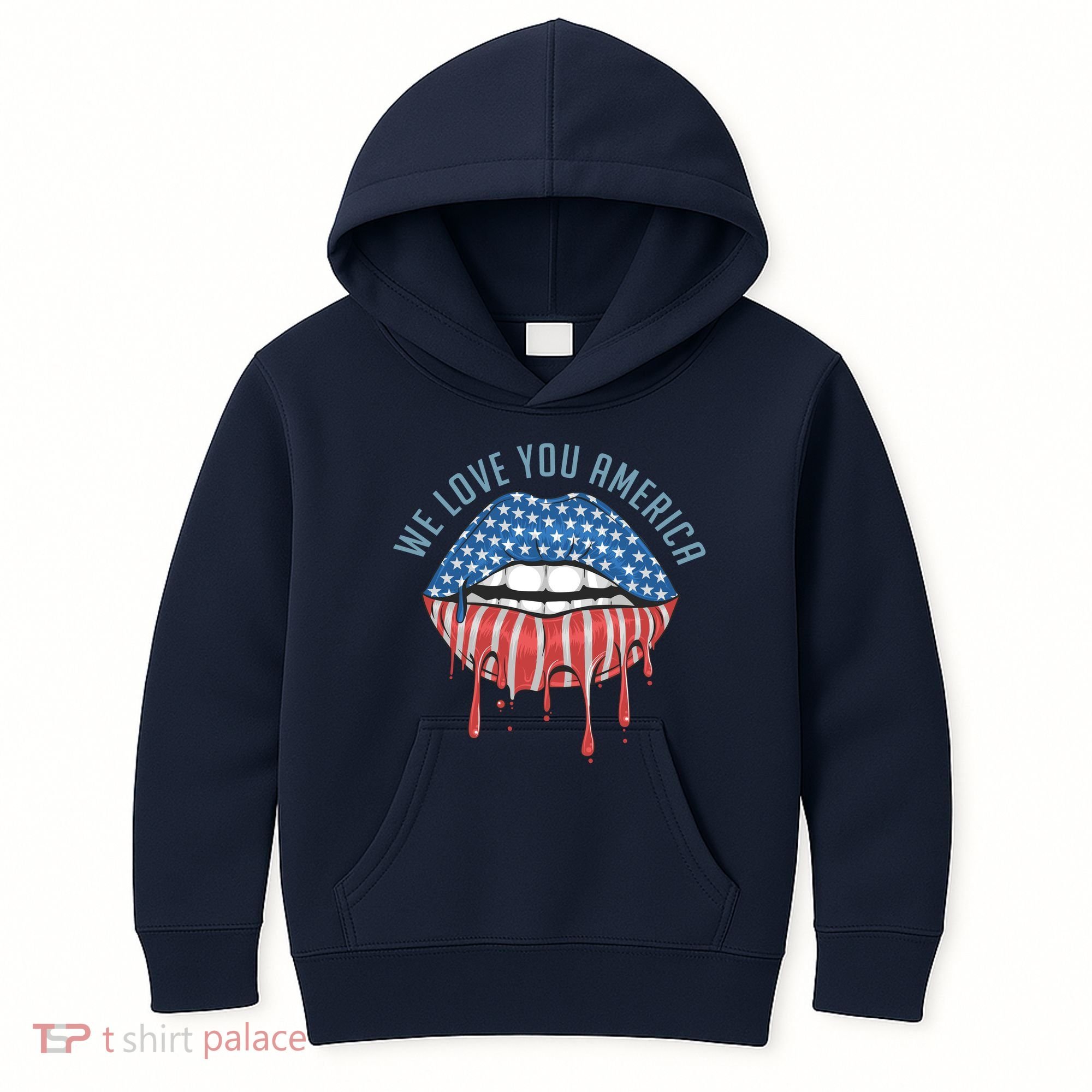 We Love You America Lips Kids Hoodie