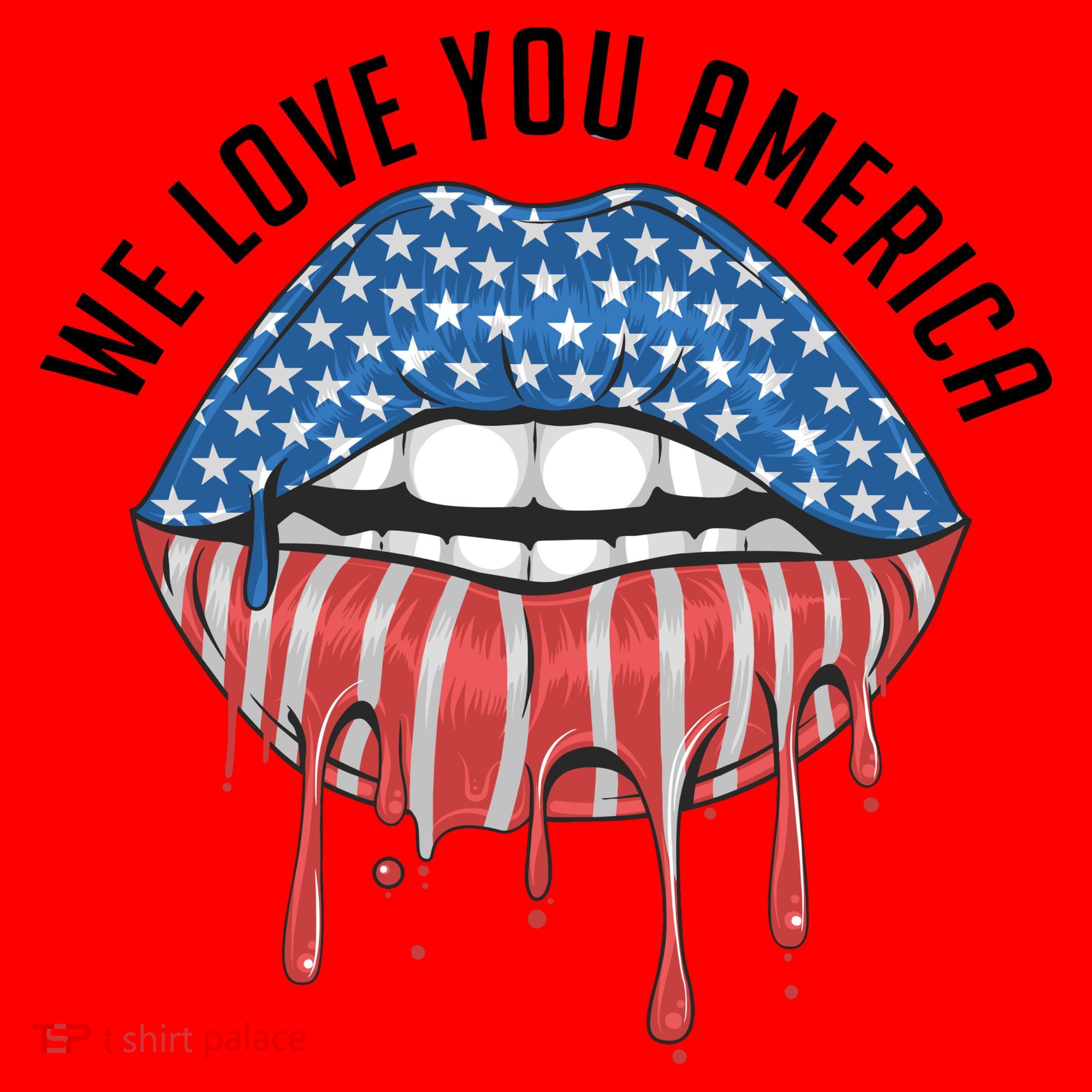 We Love You America Lips Santa Hat