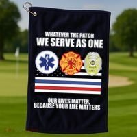 We Serve As One Our Lives Matter Golf Towel thumb 1