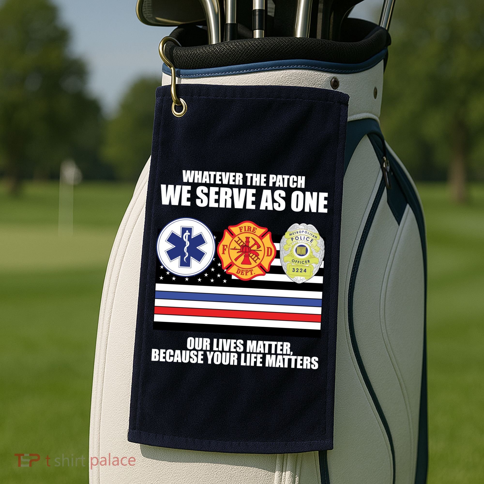 We Serve As One Our Lives Matter Golf Towel