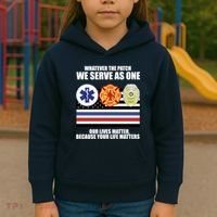 We Serve As One Our Lives Matter Kids Hoodie thumb 3