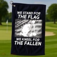 We Stand For The Flag We Kneel For The Fallen Golf Towel thumb 1