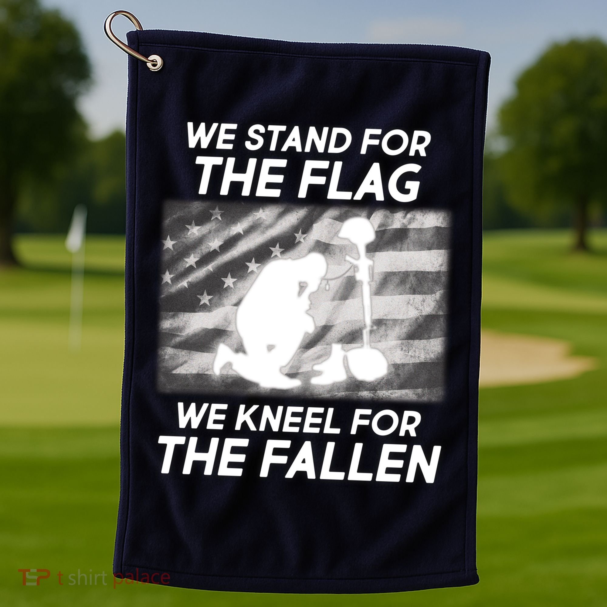 We Stand For The Flag We Kneel For The Fallen Golf Towel
