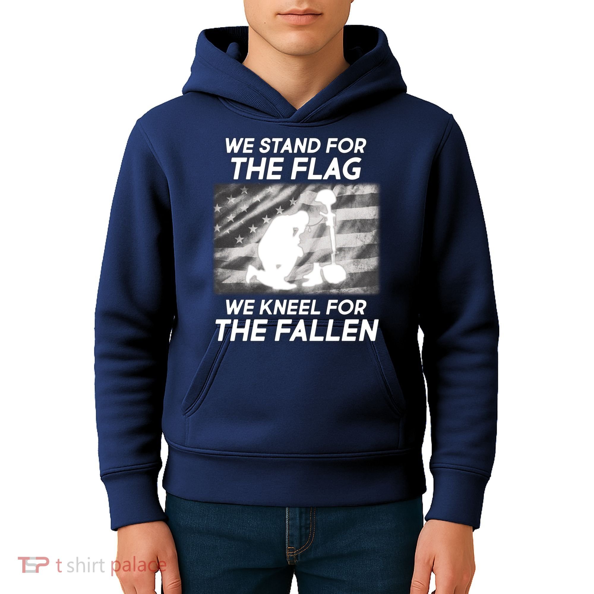 We Stand For The Flag We Kneel For The Fallen Kids Hoodie