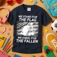 We Stand For The Flag We Kneel For The Fallen Kids T-Shirt thumb 3