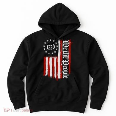We The People 1776 Distressed USA American Flag Hoodie