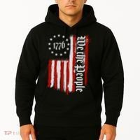 We The People 1776 Distressed USA American Flag Hoodie thumb 2