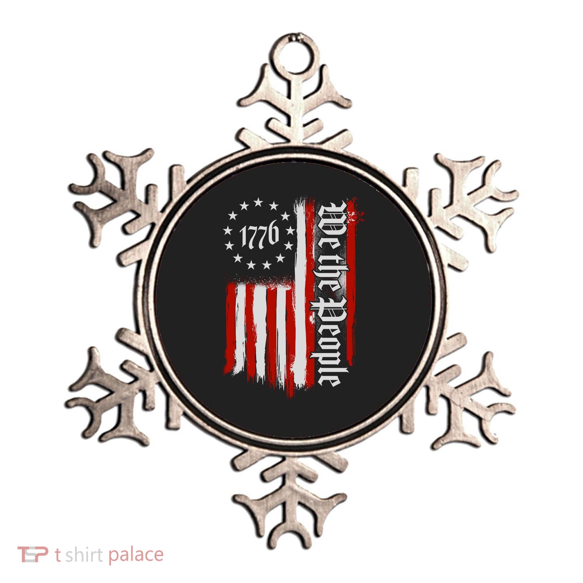 We The People 1776 Distressed USA American Flag Ornament