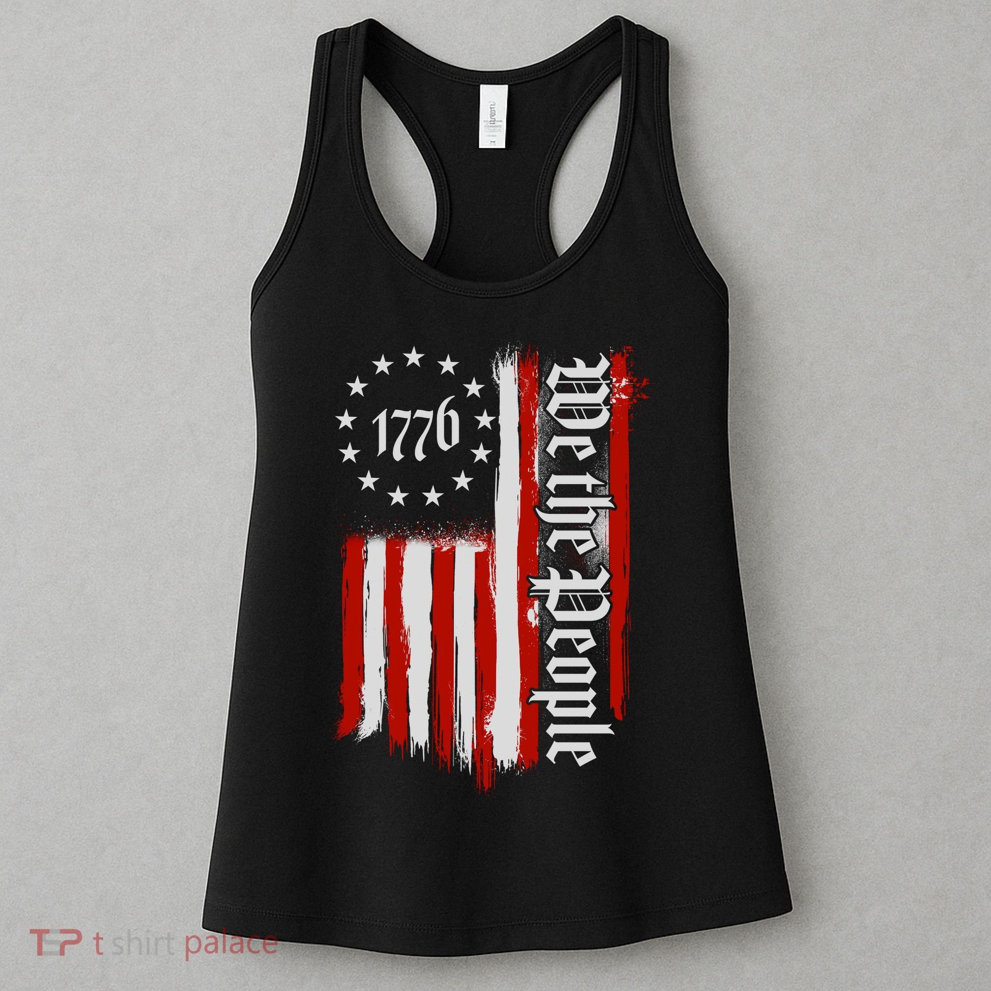 We The People 1776 Distressed USA American Flag Women's Tank Top