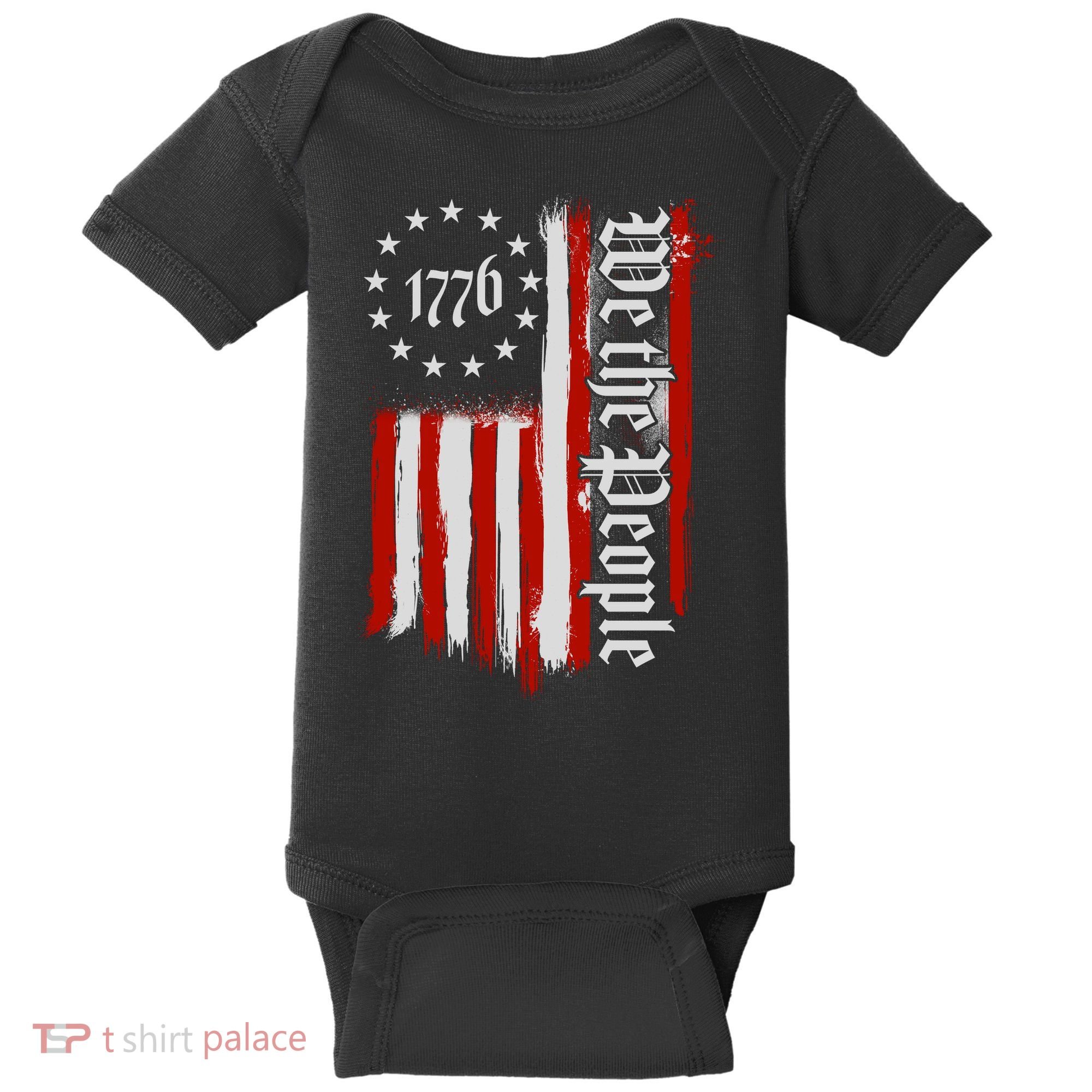 We The People 1776 Distressed USA American Flag Baby Bodysuit