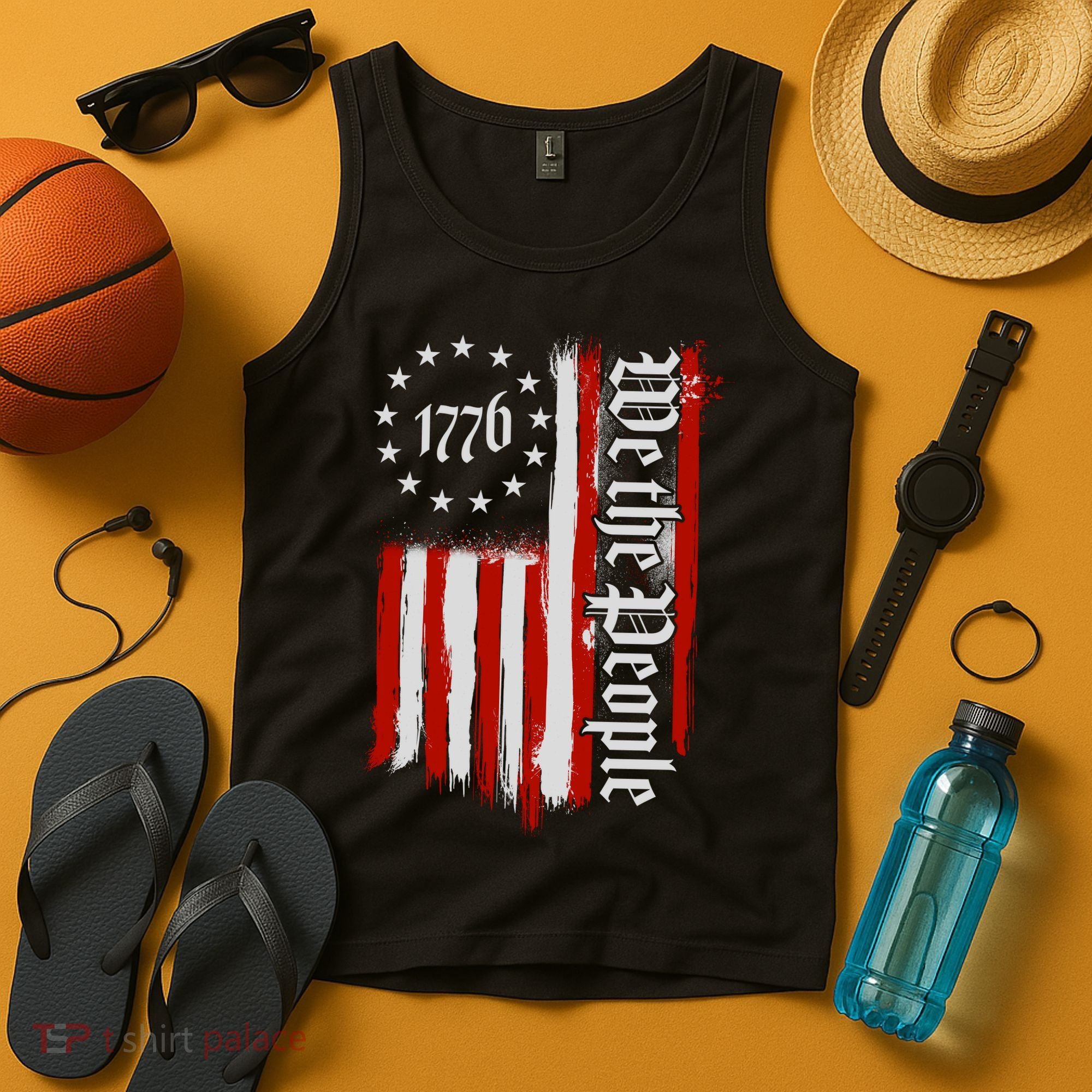 We The People 1776 Distressed USA American Flag Tank Top