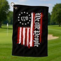 We The People 1776 Distressed USA American Flag Golf Towel thumb 1