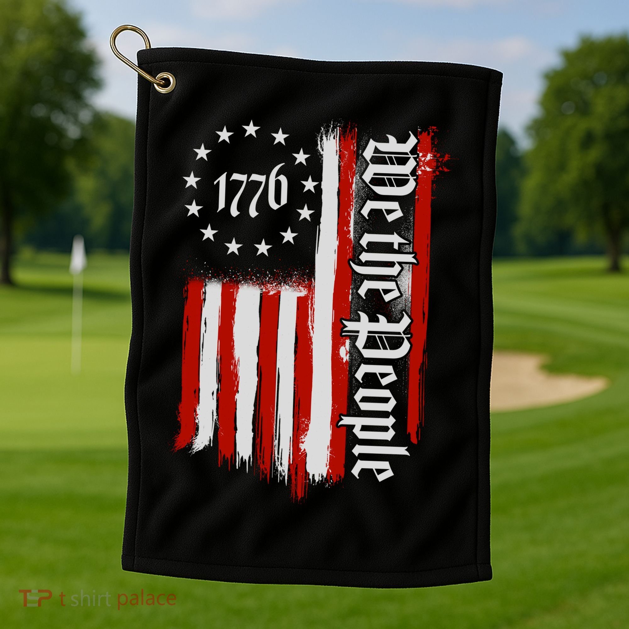 We The People 1776 Distressed USA American Flag Golf Towel