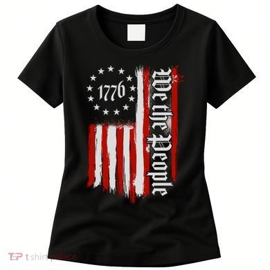 We The People 1776 Distressed USA American Flag Women's T-Shirt