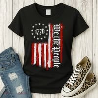 We The People 1776 Distressed USA American Flag Women's T-Shirt thumb 3